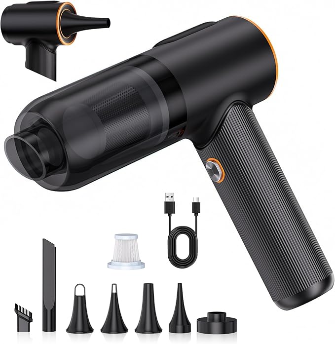 Car Vacuum Cleaner, 20000Pa Suction Power Handheld Vacuum Cleaner, 4-in-1 Portable Car Vacuum with 2 Suction Modes, Cordless Mini Vacuum with Type-C Charge for Car, Home, Office Desk, Keyboards