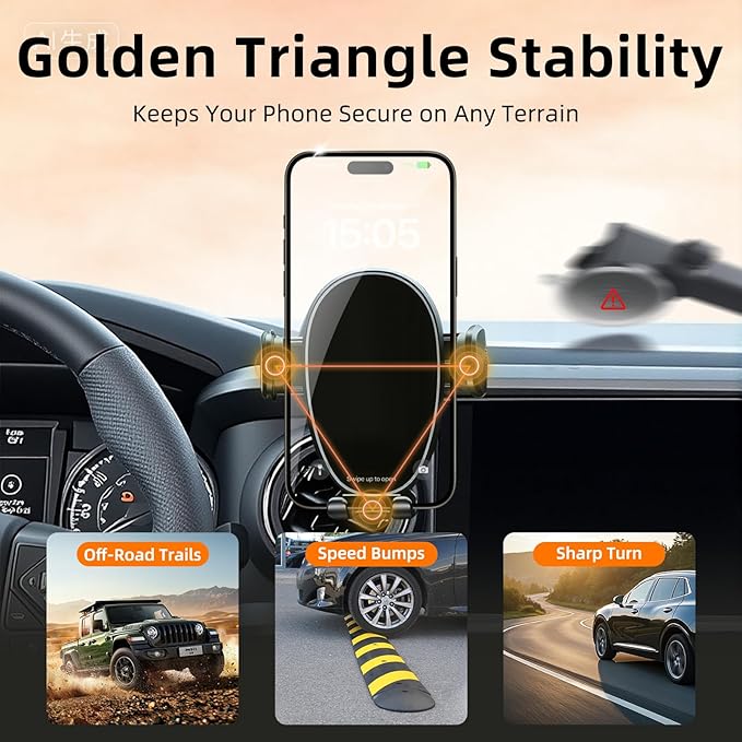 Phone Mount for Toyota Tacoma (2016-2023, 3rd Gen), 360° Adjustable Dashboard Phone Holder, Hands Free Car Smartphone Mount for iPhone, Google & Android, 2020 2021 Toyota Tacoma Interior Accessories
