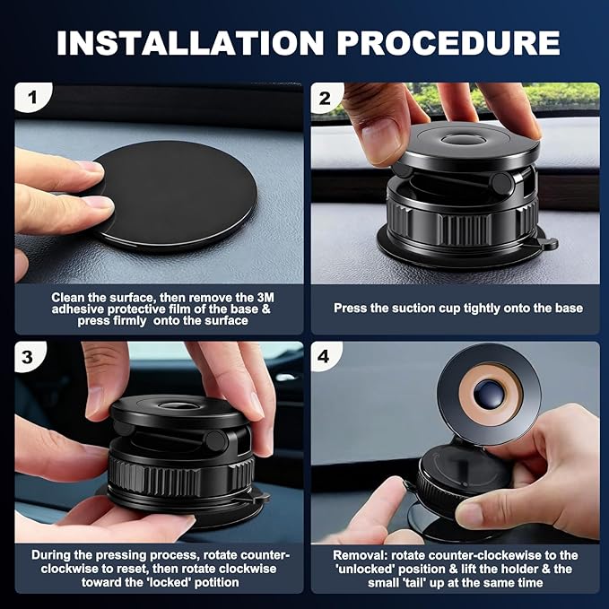 2026 Upgraded Vacuum Magnetic & Suction Phone Mount - Magsafe Car Mount, 20 Super Magnets, 360° Rotation - Foldable & Adjustable for Car/Gym/Mirror, Compatible with iPhone 17 & Android