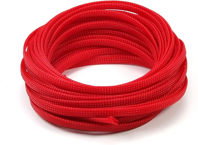 Aicosineg Cable Sleeve Braided Sleeving PET Wire Loom Tubing Cable 32.81ft-1/4inch Wrap Protector for HiFi Audio and Video Headphone Cable Protect Wires from Chewing of Pets Red