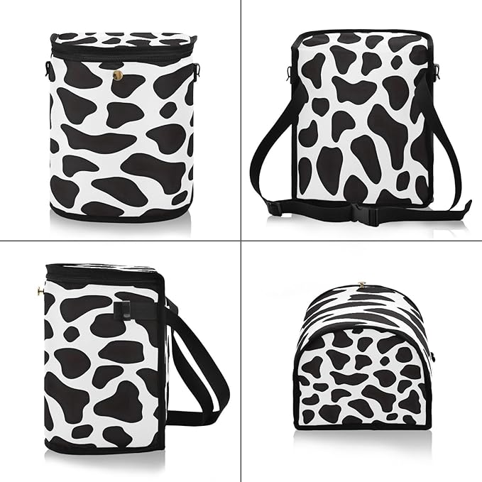 Bolaz Black and White Cow Print Waterproof Car Trash Can Leak Proof Car Trash Bag with Lid Car Garbage Can for Headrest SUV Truck