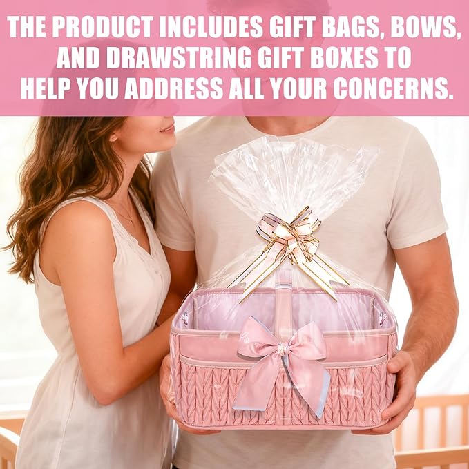 Baby Diaper Caddy Organizer - Large diaper basket with Adjustable Shoulder Strap, Portable Car Travel Tote Bag with Stroller Clips, Essential Newborn Girl Registry Gift, Pink