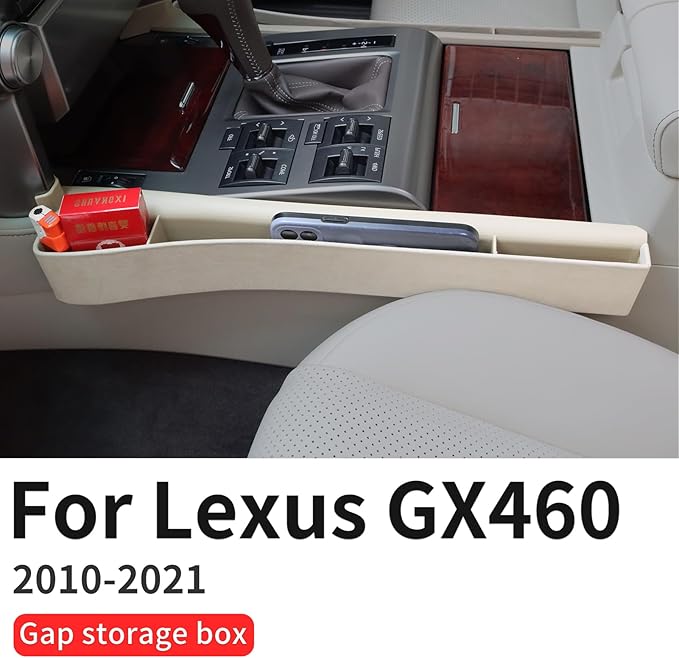 Suitable for 2010-2021 Lexus GX460 Seat Gap Storage Box 400 Central Control Storage Box Modification (2010-2021 Beige-master driving)