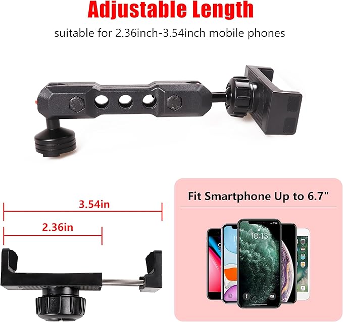 Bronco Phone Holder Car Phone Mount for 2021-2026 Ford Bronco 2/4 Door, 360° Adjustable, Dashboard Cell Phone Stand, Aluminum Car Phone Holder Mount, Black