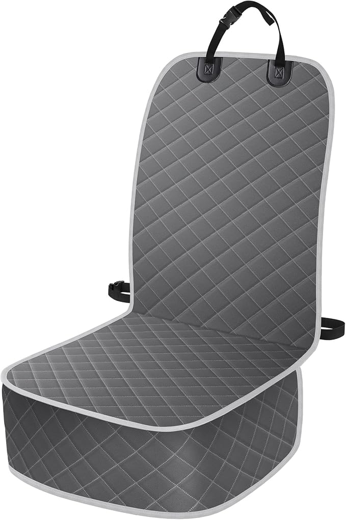 ELONGRIVER Dog Car Seat Covers, Waterproof Front Seat Cover for Dogs, Scratch-Proof, Nonslip Pet Passenger Seat Cover Protector, Universal Fit for Cars Trucks SUVs, Standard Size, Grey