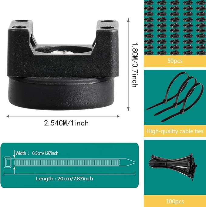 zbab1 Magnetic Zip Tie Mount Base, 35LBS Strong Magnetic Wire Holder & Cable Clips,Magnetic cable management for cars, offices, homes, and boats Diameter 25mm, 50 Pcs