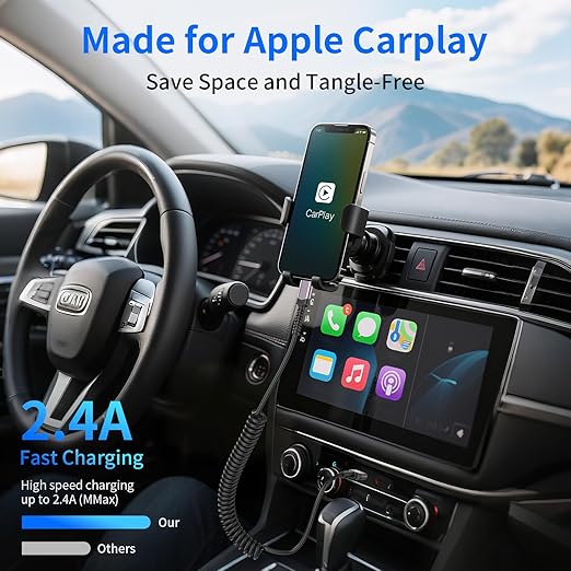 3 Pack Coiled Lightning Cable for Car [MFi Certified] Retractable iPhone Charger Apple CarPlay USB to Lightning Cord Fast Charging for iPhone 14 13 12 11 Pro Max Mini XR XS 8 SE