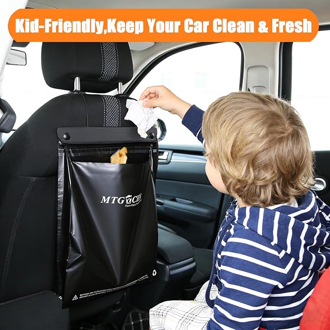 Disposable Car Trash Bags Hanging (Set of 20) - Leak-Proof, Smell-Proof, 18 x 12Inches Recycled Car Garbage Bags, Automobile Trash Container, Road Trip Essentials, Black-Large
