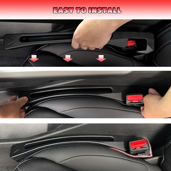 Honda Accord Seat Gap Filler, Car Seat Gap Filler Organizer Stop Things from Dropping Customized Interior Accessories for Toyota, Black Pack of 2