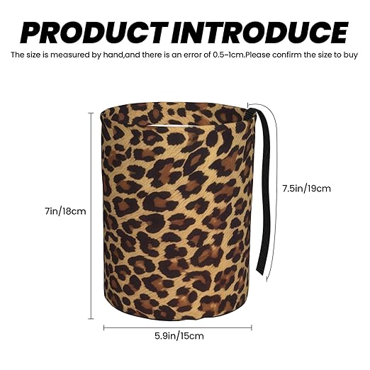 Cheetah Leopard Print Car Trash Bag Hanging Back of Seat Portable Car Trash Bag Cheetah Leopard Waterproof One-Handed Portable Strap Drawstring Garbage Bags with 2 Pieces Car Coasters