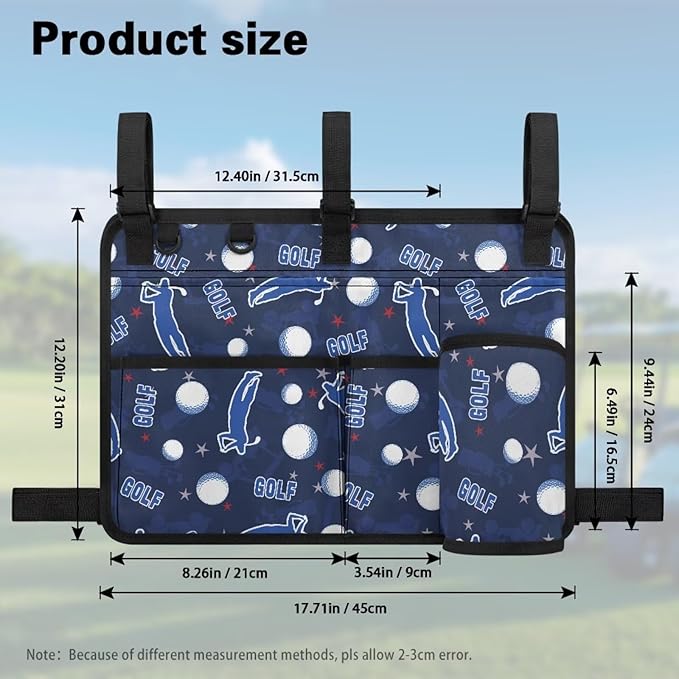 Golf Cart Storage Bag Non-Slip Golf Cart Rear Seat Organizer with 4 Pocket for Ezgo Yamaha Club Car and Other 2-Seat Golfs Carts