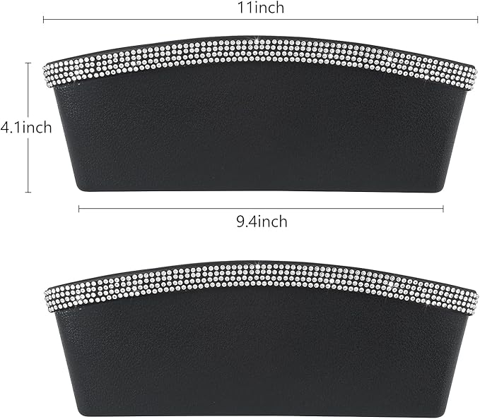 eing 2 in 1 Car Seat Gap Organizer, Front Car Seat Crevice Storage Box, Car Seat Gap Filler with Crystal Diamonds, Adjustable Storage Pocketsfor Glasses, Keys and Phones, 2 - Pack White