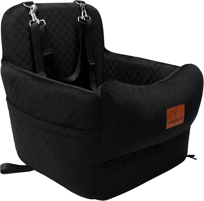 Dog Booster Car Seat for Medium/Small Sized Dogs,Memory Foam and Ultra Soft Fabric Car Pet Bed,Portable Travel Safety and Comfortable Dog Carseat with Washable Removable Cover,Thick Cushion（M-Black）