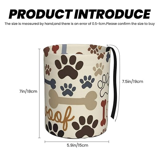 Dog Paw Prints Bones Car Trash Can Leak Proof Hanging Waterproof Garbage Can Multipurpose Trash Bin for Car SUV Front Seat Headrest Collapsible and Portable Storage Pocket