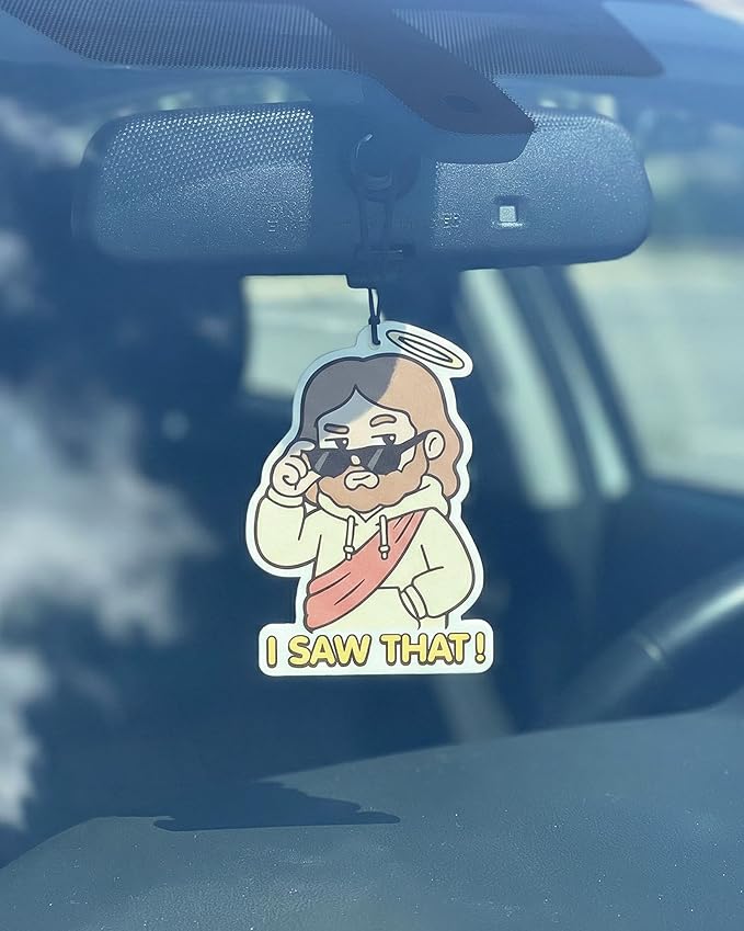 Funny Car Air Freshener Cute Jesus Christian Humor 5pcs Car Accessories Automotive Interior Hanging Scents Mirror Decor for Women Teen Girls