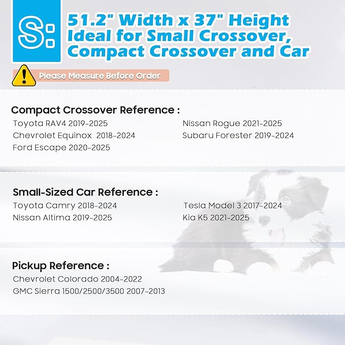 Dog Car Barrier Behind Front Seat, 51.2" Wide Car Pet Barrier One-Piece Design, Dog Car Divider Back Seat Barrier Small Crossover, Compact Car and Crossover