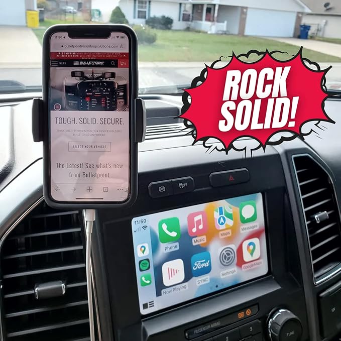 Bulletpoint Metal Dash Mount Phone Holder Compatible with 2015-2020 Ford F150 & 2017-2022 F250/F350 Super Duty - Dual 20mm Ball Dash F150 Phone Mount (Spring-Loaded)