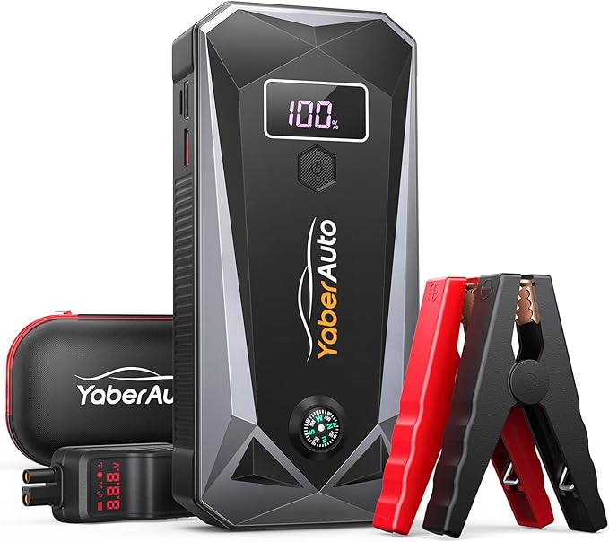 YaberAuto Jump Starter 5000A 21800mAh Battery Jumper Starter Portable (9.0L Gas/8.0L Diesel), Car Battery Jump Starter Power Pack, Fast Charge, 12V Jump Box with Safety Jumper Cables, 3-Modes-Lights