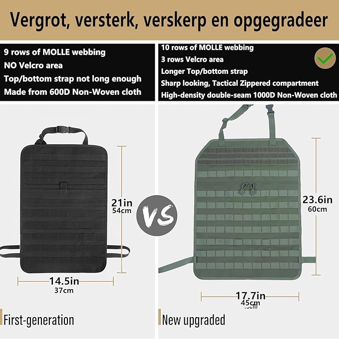 Universal Tactical Car Seat Back Organizer Bag Tactical Molle Vehicle Organizers Panel Vehicle Protector Organizers with 5 Detachable Pouches for Car Truck Ford Jeep (Model A-Army green)