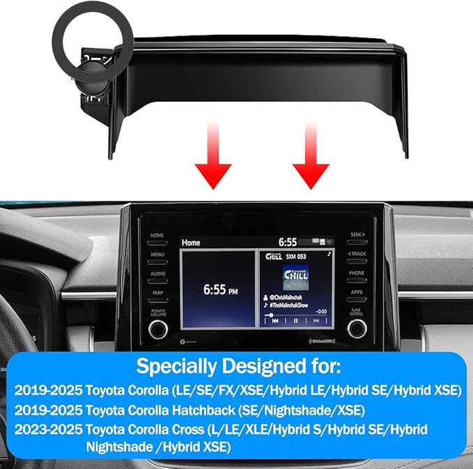 Car Phone Holder for 2019-2025 Toyota Corolla/2022-2024 Corolla Cross 8-inch Touchscreen, Cell Phone Mount Compatible with MagSafe