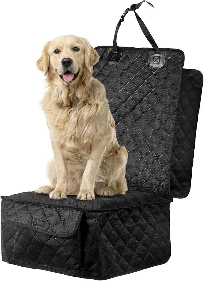 Fasmov 2 Pack Front Dog Car Seat Cover, Full Protection Dog Car Seat Cover with Side Flaps, Nonslip Pet Seat Covers with Elastic Bottom, Waterproof Car Seat Covers Fits for Cars, Trucks, SUVs