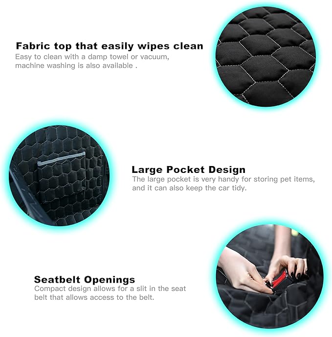 Meginc Dog Seat Covers for Back Seat, Dog Car Seat for Tesla Model 3, 100% Waterproof Pet Seat Cover Protects from Scratches, Scuffs, Hammock for Tesla with Mesh Window & Headrest Protection
