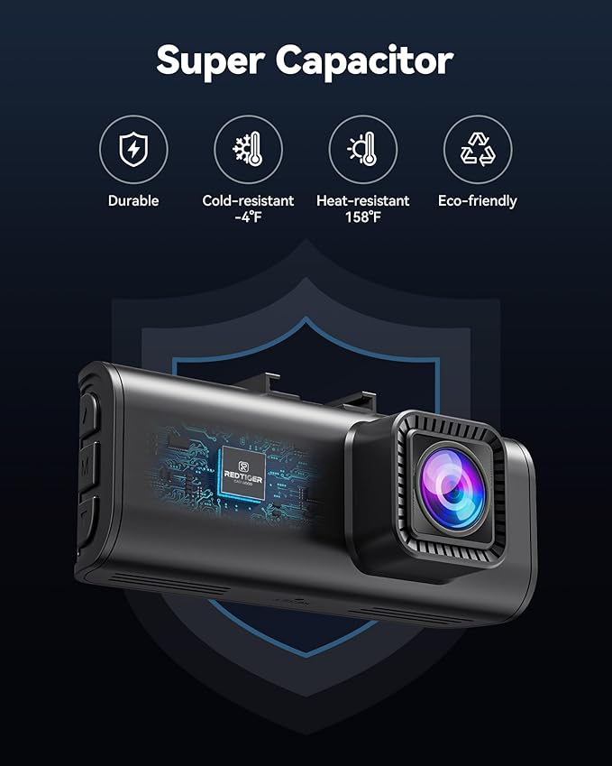 REDTIGER F7N Plus 4K Dual Dash Cam Front and Rear, STARVIS 2 Sensor, 128GB Card Included, 5.8GHz WiFi-20MB/s Fast Downloads, Dash Camera for Cars with GPS, HDR, WDR Night Vision, 24H Parking Mode