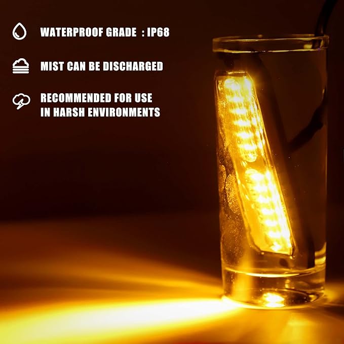 WINECO Amber led strobe lights for trucks 8pcs 12-LED Surface Mount Flashing Strobe Lights kit for Trucks Car Vehicles LED Mini Grille Grill Strobe Light Head Emergency Hazard Warning lights