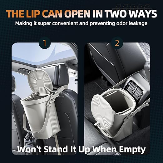 2 Gallon Silicon Car Trash Can with Lid - 100% Leak-Proof Trash Bin, Waterproof Garbage Can, Gifts for Men and Women