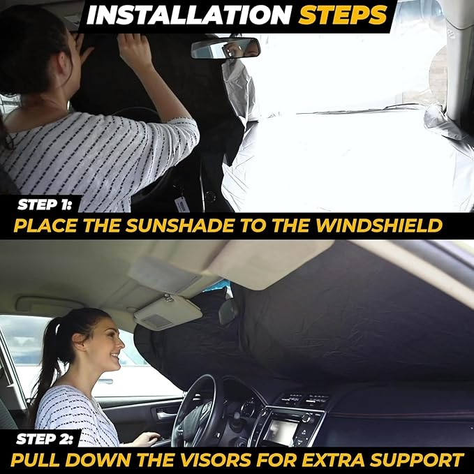 Jeep Windshield Sun Shade - 240T Thickened Material, X-Small (60" x 21"), Windshield Sun Visor Keeps Car Interior Cool, UV Heat and Dashboard Protects, fits with Wrangler, Gladiator and Rubicon