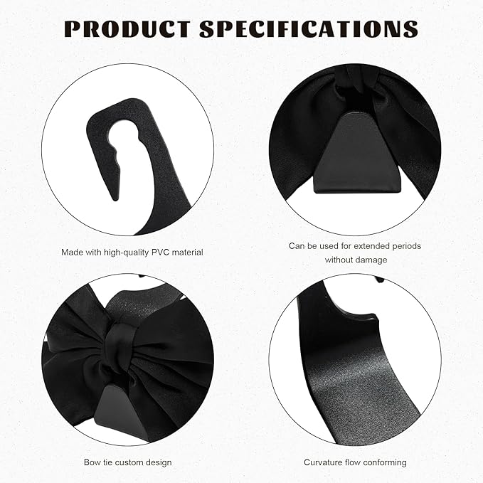 2 PCS Car Seat Headrest Hooks, Adorable Bow Knot Storage Hooks Multipurpose Vehicle Headrest Organizer, Auto Seatback Bowknot Hanger Interior Decoration for Car Truck SUV (Black)