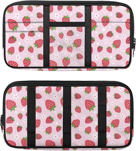 Pink Strawberry Car Sun Visor Organizer with Card Holder Car Visor Organizer Fashion Cars Accessories Easy to Store for Cars, SUVs & Trucks