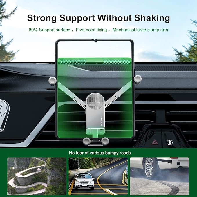 Z Fold Car Mount, [Without CASE] Aluminum Universal Vent Z Fold 6 Acessories for Galaxy Z Fold 7 6 5 4 3 2 S25 Ultra Pixel 9 Pro Fold iPhone 16 15