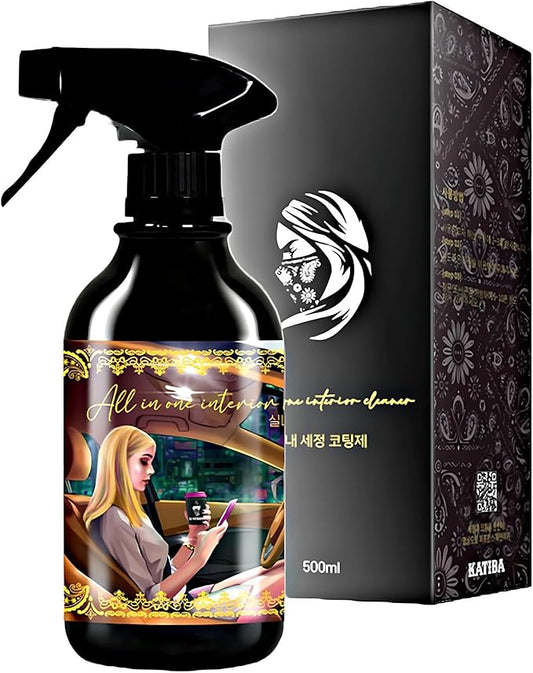 KATIBA All In One Interior Cleaner – Rinse-Free Waterless Wash & Detail Spray – Quick, Easy Clean and Shine Exterior Panels Without Water – Use Indoor Carwash or Outdoors – 500ml Spray Bottle