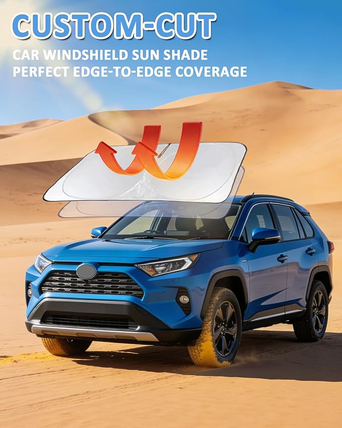 Sun Shade for Toyota Tundra Windshield Sunshade fit for Tundra 2007-2020 2021 Limited SR5 Platinum TRD Pro Pickup Accessories Front Window Shield Windshield Cover Sun Visor Protector