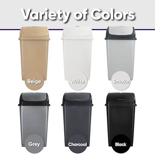 Superio Kitchen Trash Can 13 Gallon with Swing Lid, Plastic Tall Garbage Can Outdoor and Indoor, Large 52 Qt Recycle Bin and Waste Basket for Home, Office, Garage, Patio, Restaurant (2, Grey)