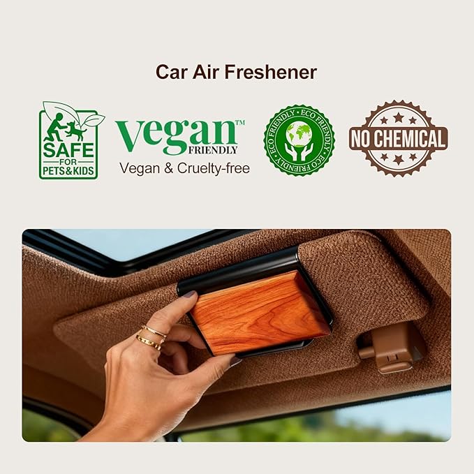 Car Air Freshener - Wood Air Freshener-Teak Amber Cabana Variety Scent Refill - Long Lasting Natural Car Fresheners - Clip Included