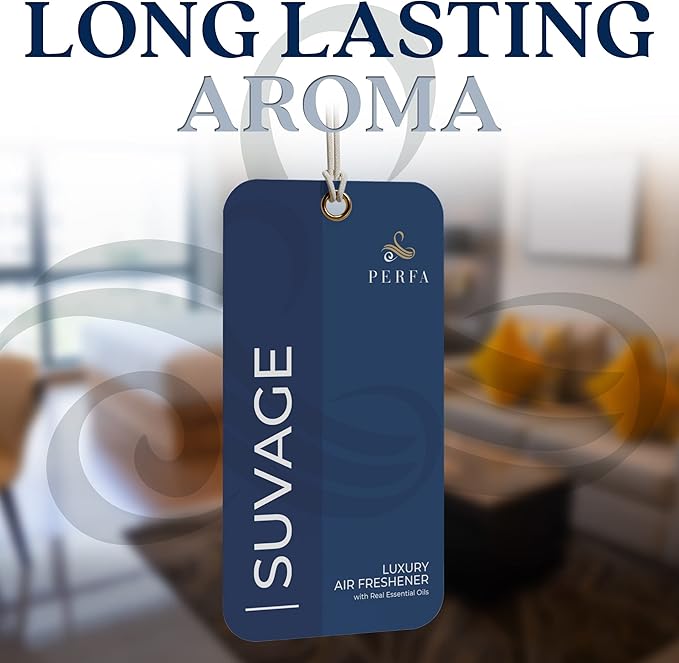 Solvère Disposable Card Freshener for Men | Car Scents Air Freshener with Solvère Fragrance | Strong Car Perfume Air Freshener with Odour Eliminating Technology by Perfa
