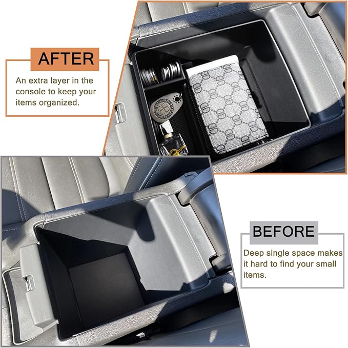 HGWEI Compatible with GMC Acadia Center Console Organizer 2017-2019 2020 2021 2022 2023 Acadia SL SLE SLT Denali AT4 Interior Accessories, ABS Armrest Storage Box Insert Tray, Black