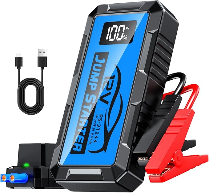 8000A Car Jump Starter, 12V Jump Starter Battery Pack (All Gas,up to 10.0L Diesel Engine) Jumper Cables Portable Lithium Jump Box, USB Output and LED Light