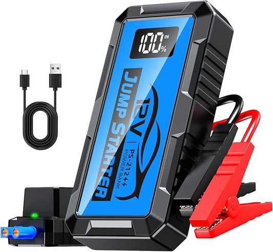 8000A Car Jump Starter, 12V Jump Starter Battery Pack (All Gas,up to 10.0L Diesel Engine) Jumper Cables Portable Lithium Jump Box, USB Output and LED Light
