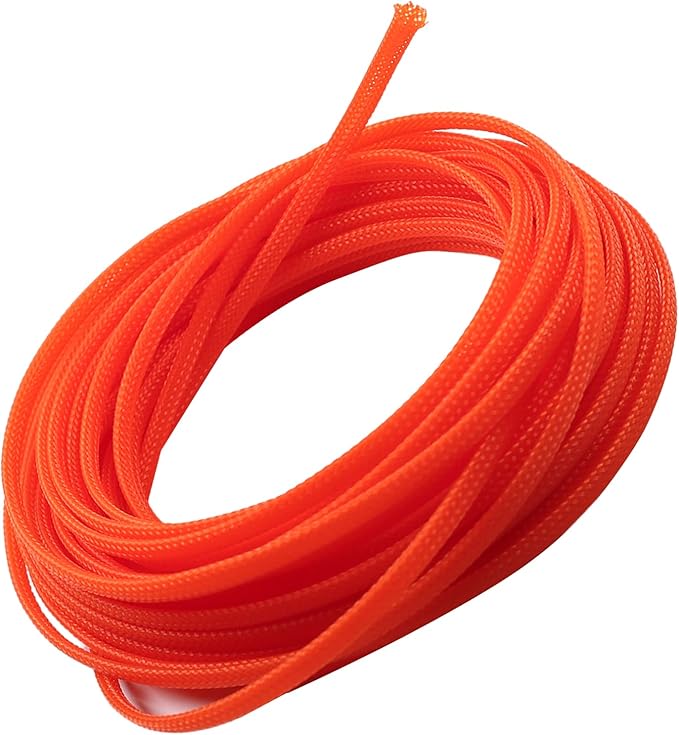 Aicosineg Cable Sleeve Braided Sleeving PET Wire Loom Tubing Cable 32.81ft-1/6inches Wrap Protector for HiFi Audio and Video Headphone Cable Protect Wires from Chewing of Pets Orange