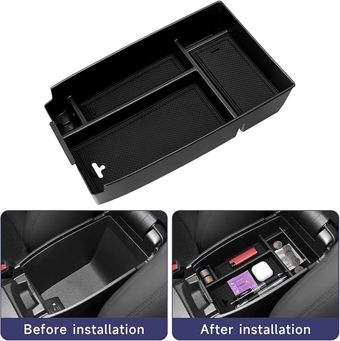 Center Console Organizer for Ford Escape 2020-2025 2026 / Bronco Sport 2021-2025 2026 Accessories Storage Box Armrest Secondary Insert Tray with Anti-Slip Mat