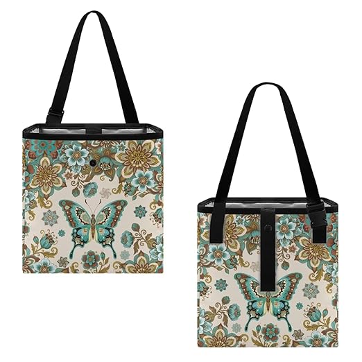 2 Gallons Open-Top Car Trash Can Hanging Car Trash Bag Water Resistant Leakproof Trash Bag Car Accessories for Women Men, Butterfly and Boho Mandala Print