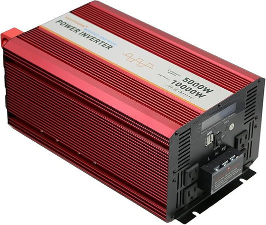 5000W 12V Modified sine Wave Power Inverter,Peak 10000 watt, Car/Truck DC 12V to 110V 4AC Converter, 2X 2.4A USB Ports,with 18W Type-C Quick Charge Port,LCD Digital Display MOVFFGGRM