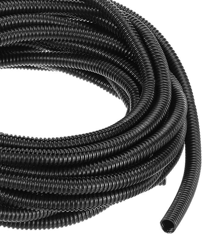 DMiotech 33ft Wire Loom Split Tubing 3/8 Inch(9.5 Mm) ID, Cord Protectors from Pet Flexible Conduit Cable Management for Office, Home, Garden, Black