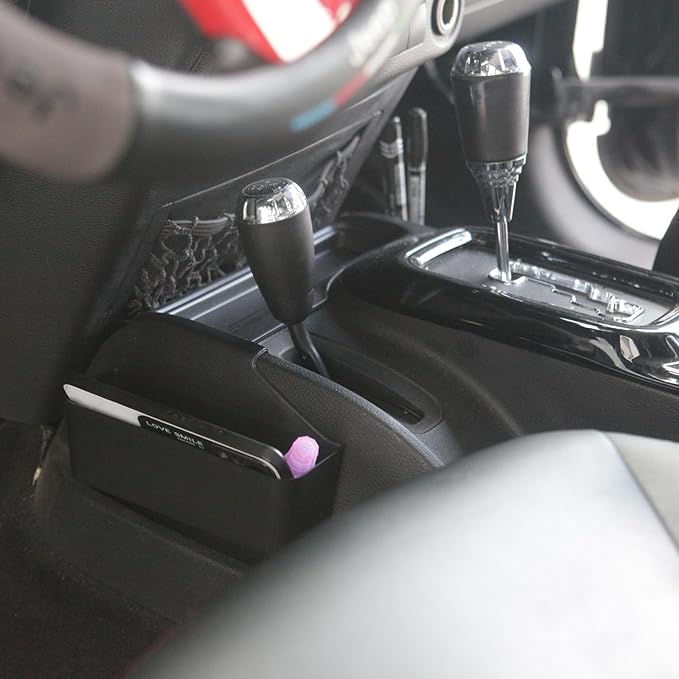 RESTBONE Shifter Storage Organizer Door Passenger Storage Tray Compatible with 2011-2018 Jeep Wrangler JK JKU, Update Gear Shift Storage Box,Interior Accessories, 2Pcs