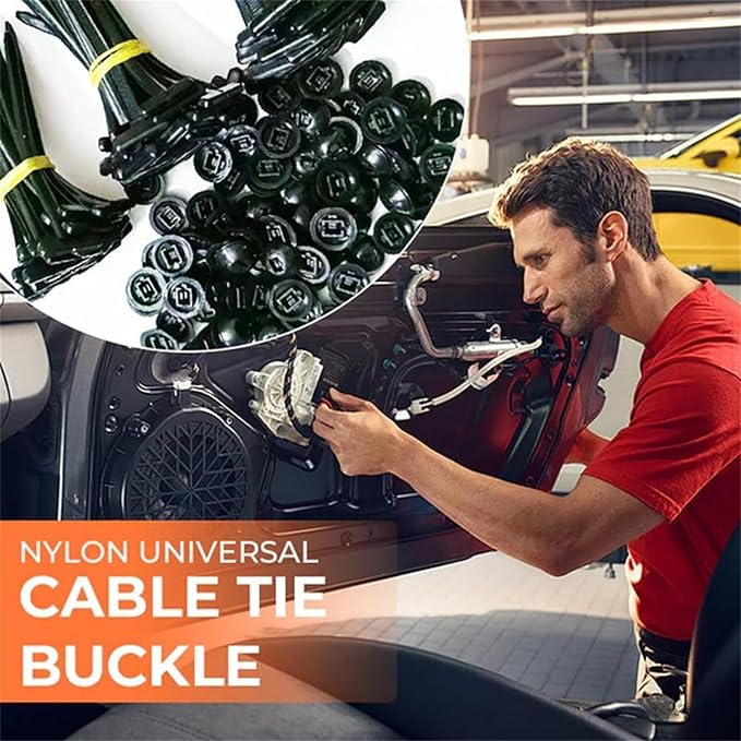 Nylon Universal Cable Tie Buckle for Car, 2025 New Heavy Duty Self-Locking Zip Ties Holder, Multipurpose Plastic Cable Ties Tool Fasteners for Car Daily Repair (100)