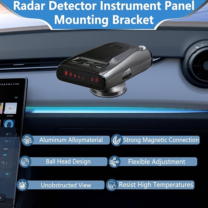 Radar Detector Mount,Upgrade Magnetism Aluminium Dashboard Mount,for Cobra,Escort,UnidenR3 R4 R7 R8, Valentine V1 Gen2 etc All Radar Detector,Shockproof Stable and Adjustable