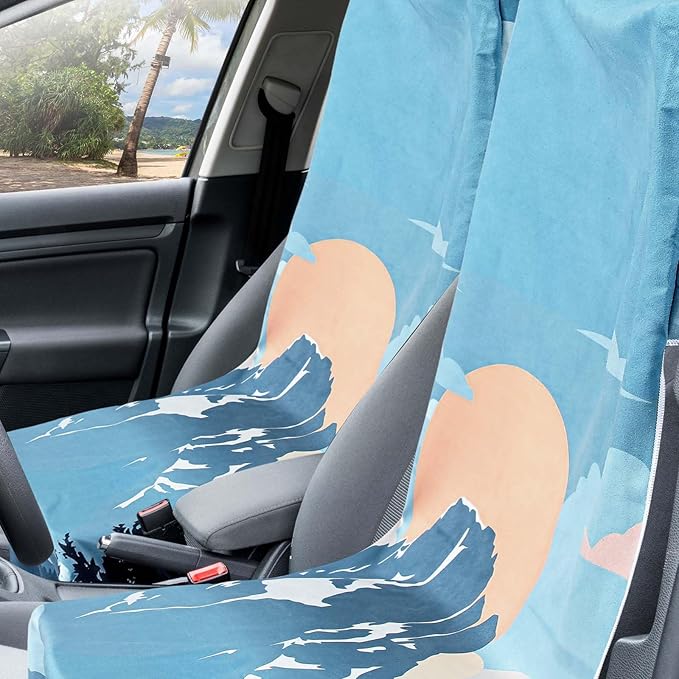 Hahafelt 2 Pack Car Seat Towel Covers with Storage Bag 63 x 32 Inch Athletic Running Towel Seat Sweat Washable Non Slip Cover Gift for Car Outdoor Sport Activities (Yellowstone National Park)